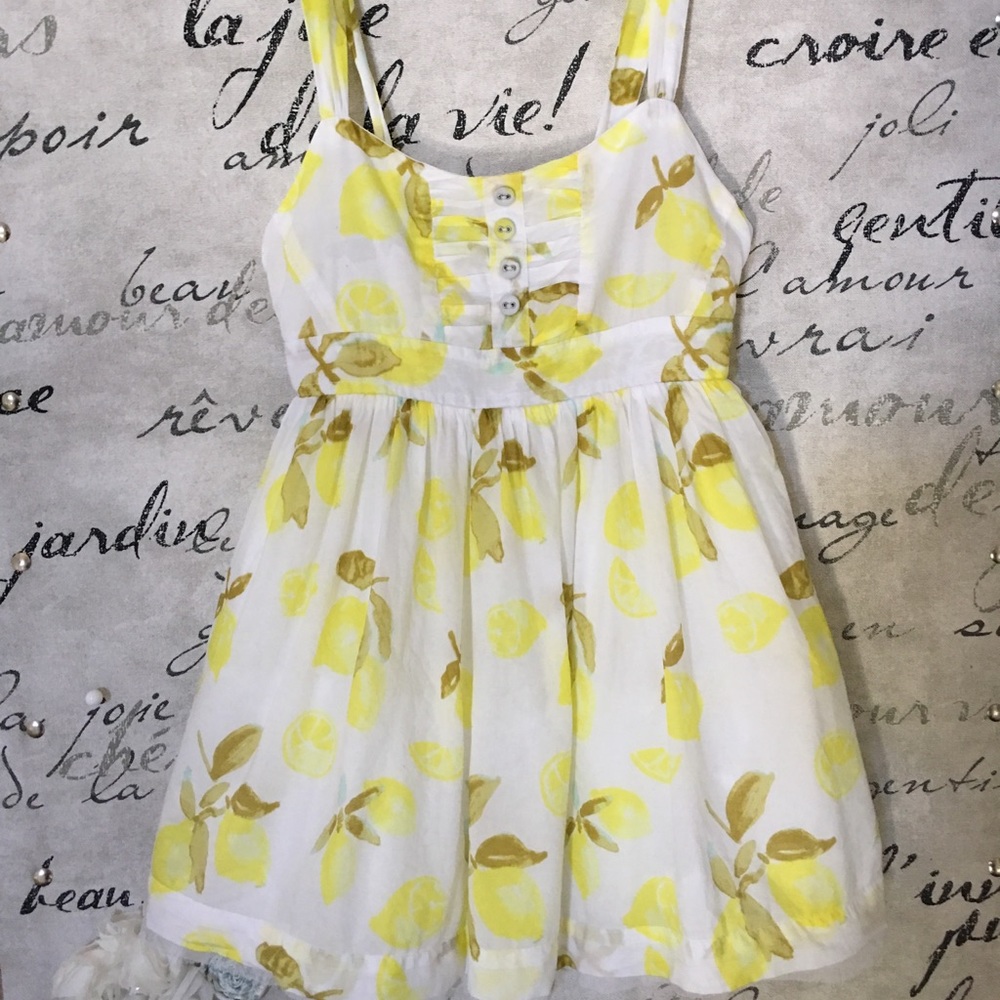 Lemon print girls dress with tulle size 4 - 5 xs